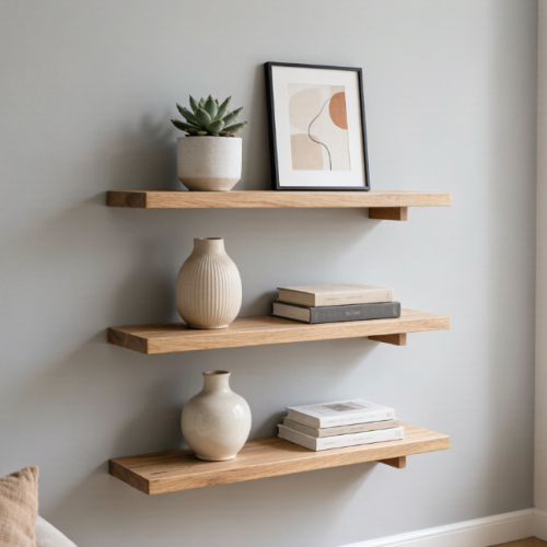 Triple Floating Wall Shelves