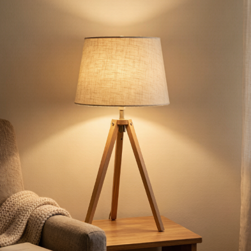 Tripod Table Lamp with Linen Shade